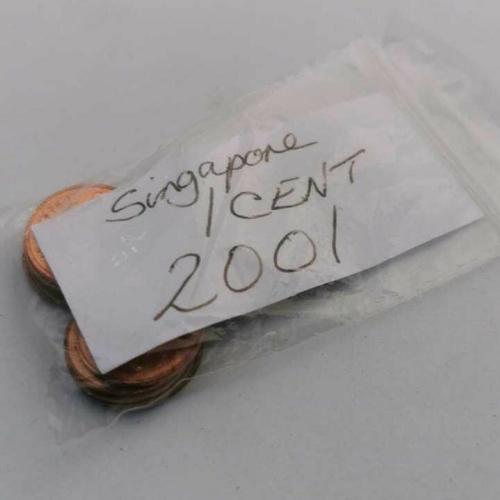 Singapore 1 Cent 2001 Circulated Condition VAT Receipt Given