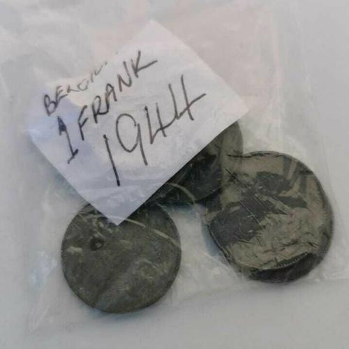 1944 Belgium 1 Franc Circulated Condition VAT Receipt Given