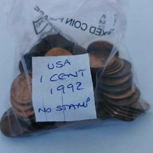 1992 USA 1 Cent No Stamp One Cent Lincoln Memorial Circulated Condition