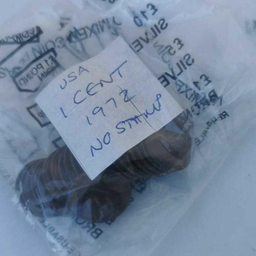 1972 USA 1 Cent No Stamp One Cent Circulated Condition VAT Receipt Given