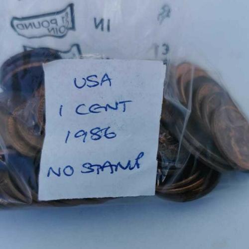 1986 USA 1 Cent No Stamp One Cent Circulated Condition VAT Receipt Given