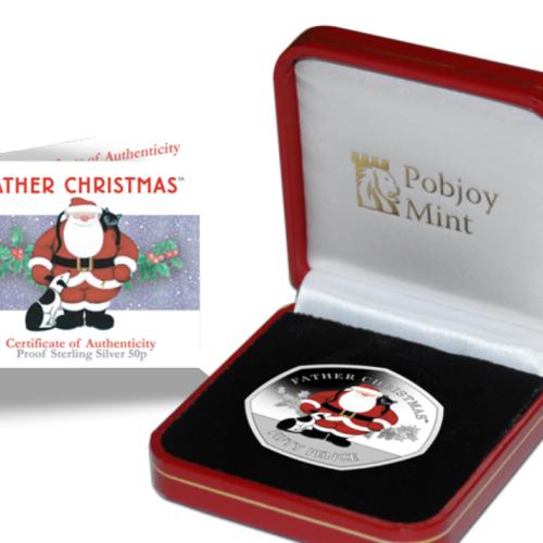 Gibraltar 2019 Father Christmas 50p Coloured Sterling Silver Proof