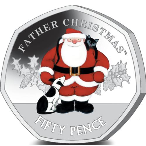 Gibraltar 2019 Father Christmas 50p Coloured Piedfort Silver Proof