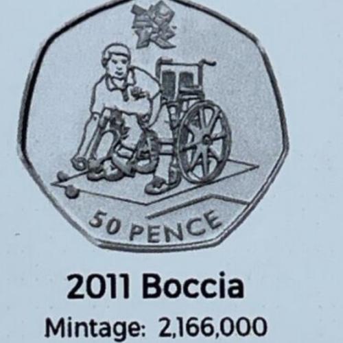 2011 Olympic Boccia 50p Coin Insert Space Filler Place Holder Inc Mintage Circul