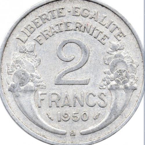 1950 France 2 Francs B Stamp Circulated Condition Cornucopia VAT Receipt Given