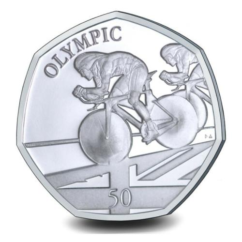 Gibraltar 2021 Summer Olympic Games Cycling 50p Silver Proof Coin
