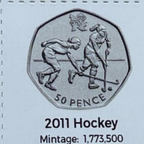 2011 Olympic Hockey 50p Coin Insert Space Filler Place Holder Inc Mintage Circul