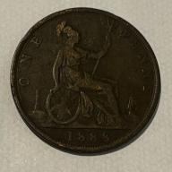 1888 Queen Victoria Bun Head Penny 1d  Coin Pre Decimal   Very Good Condition