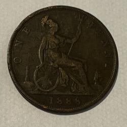 1888 Queen Victoria Bun Head Penny 1d  Coin Pre Decimal   Very Good Condition