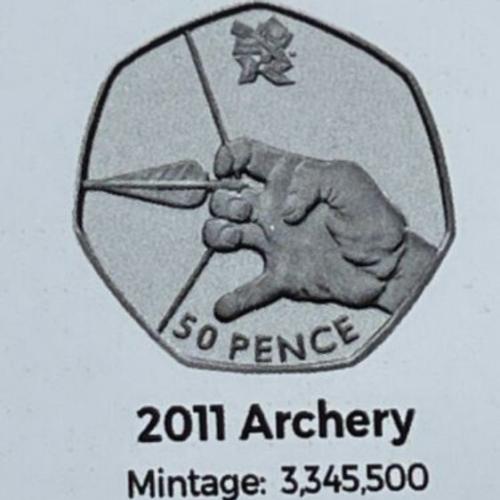 2011 Olympic Archery 50p Coin Insert Space Filler Place Holder Inc Mintage Circ