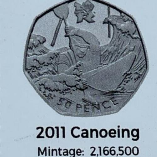 2011 Olympic Canoeing 50p Coin Insert Space Filler Place Holder Inc Mintage Circ