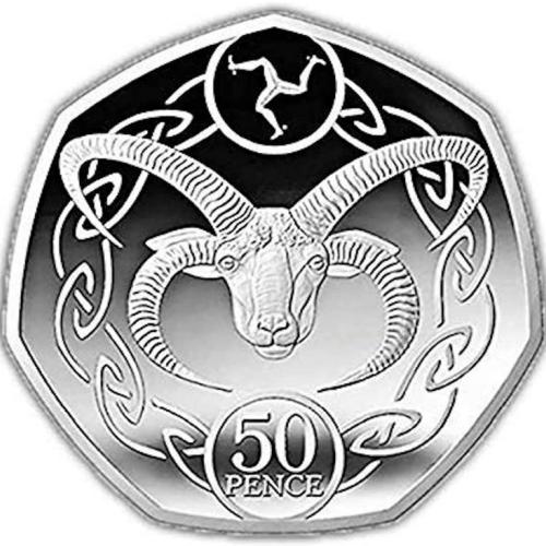 2021 Loaghtan Ram Sheep 50p Fifty Pence Isle of Man Circulated Coin
