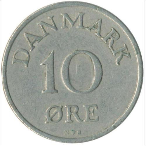Denmark 10 Ore Coin 1956 Danish Circulated Condition