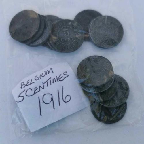 1916 Belgium 5 Centimes Circulated Condition VAT Receipt Given