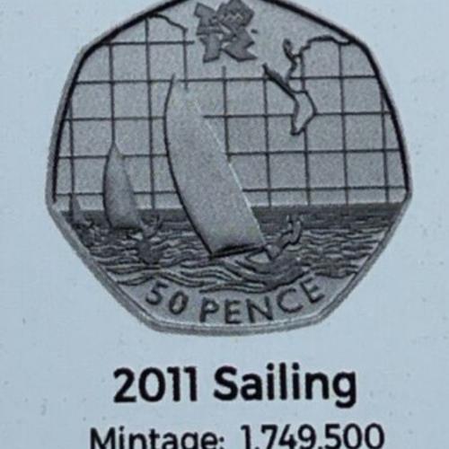 2011 Olympic Sailing 50p Coin Insert Space Filler Place Holder Inc Mintage Circu