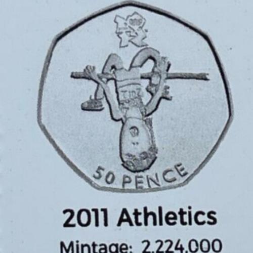 2011 Olympic Athletics 50p Coin Insert Space Filler Place Holder Inc Mintage Cir