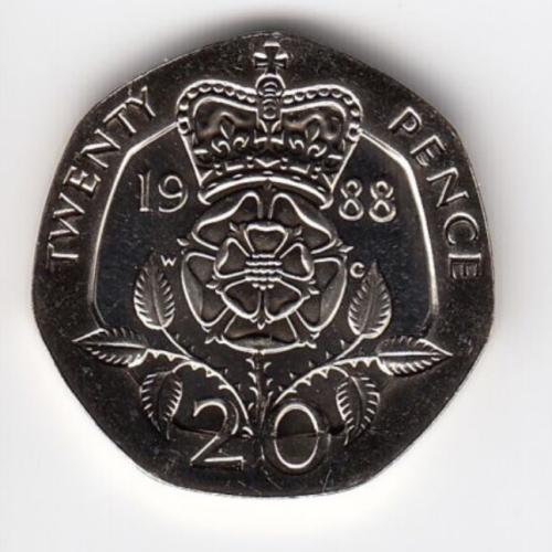 20p 1988 VGC QE 2nd Queen Elizabeth 2nd Tudor Rose Jubilee Death Memoriam Memory