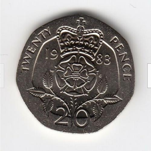 20p 1983 Queen Elizabeth 2nd Tudor Rose Very Good Condition VAT Receipt Given