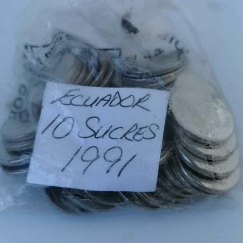 Ecuador 10 Sucres Ten 1991 Circulated Condition VAT Receipt Given