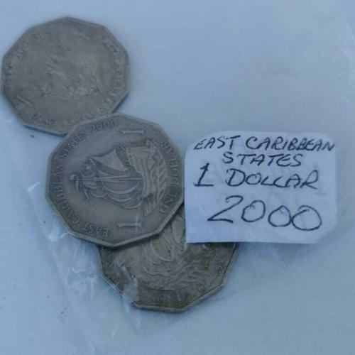 East Caribbean States 1 Dollar 2000 Circulated Condition VAT Receipt Given