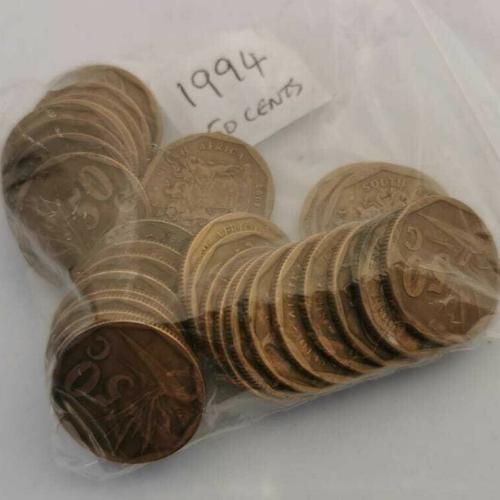 South Africa 50 Cents 1994 Circulated Condition VAT Receipt Given