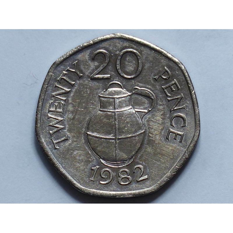 GUERNSEY 20P 1982 TWENTY PENCE Channel Island UK QE2nd 