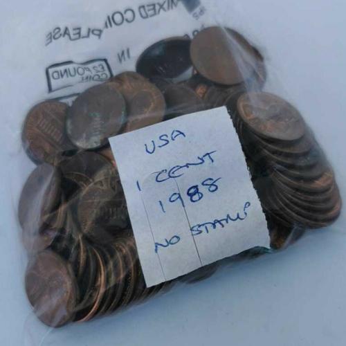 1988 USA 1 Cent No Stamp One Cent Lincoln Memorial Circulated Condition