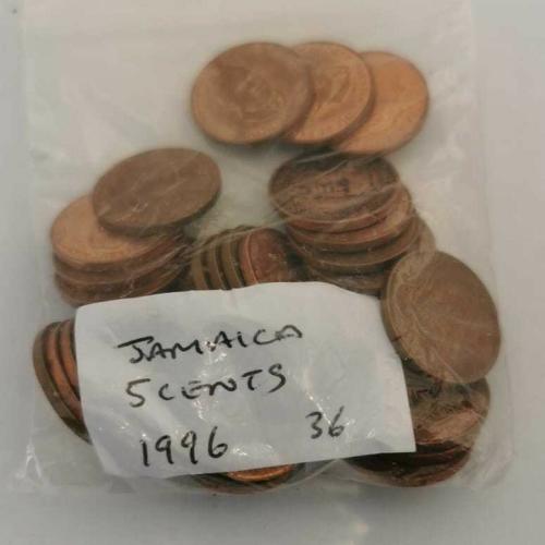 Jamaica 5 Cents 1996 Circulated Condition VAT Receipt Given