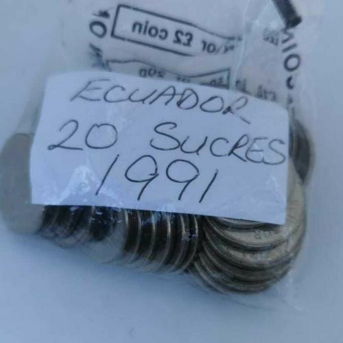 Ecuador 20 Sucres Twenty 1991 Circulated Condition VAT Receipt Given