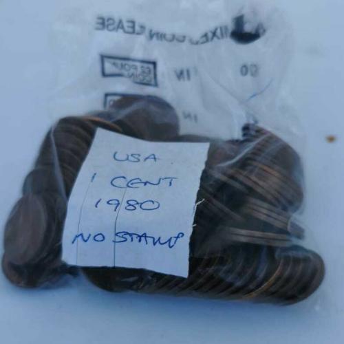1980 USA 1 Cent No Stamp One Cent Circulated Condition VAT Receipt Given