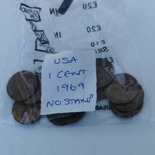 1969 USA 1 Cent No Stamp One Cent Circulated Condition VAT Receipt Given