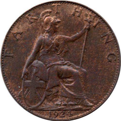 1926 Farthing 1/4 Penny King George V 5th Seated Figure Of Britannia VAT Receipt