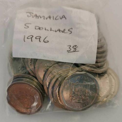 Jamaica 5 Dollars 1996 Circulated Condition VAT Receipt Given