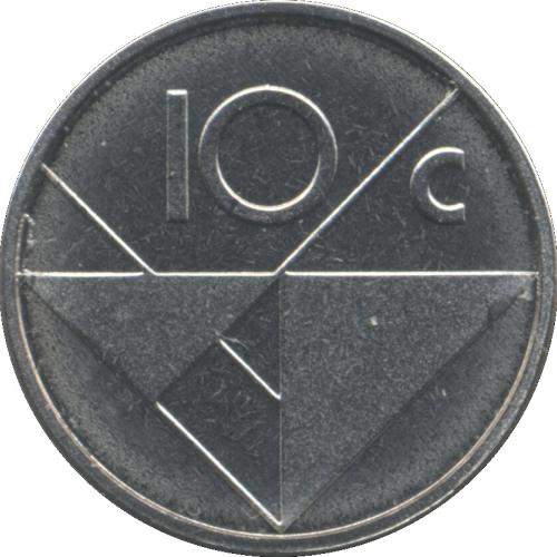 Aruba 1990 Ten Cent 10c Coin Very Good Circulated Condition Caribean Netherlands