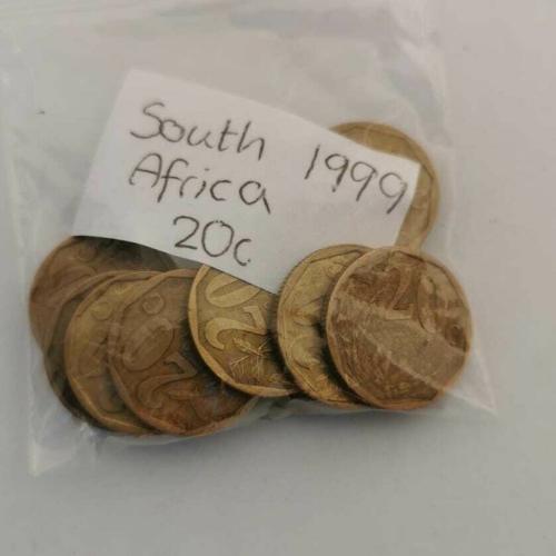 South Africa 20 Cents 1999 Circulated Condition VAT Receipt Given