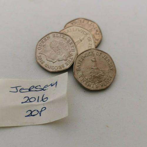 Jersey 2016 20p Twenty Pence Channel Islands Circulated VAT Receipt Given