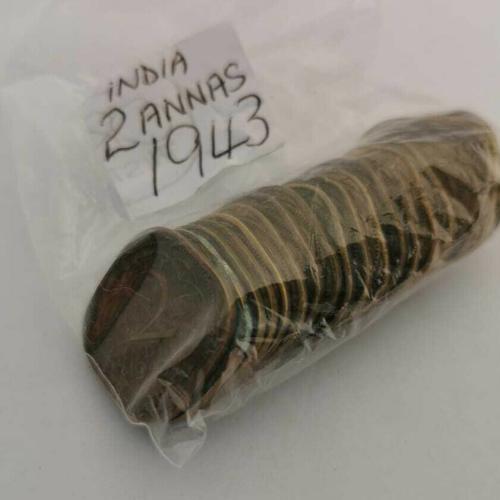 India 2 Annas 1943 Circulated Condition VAT Receipt Given