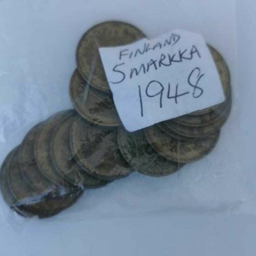 Finland 5 Markka Five 1948 Circulated Condition VAT Receipt Given