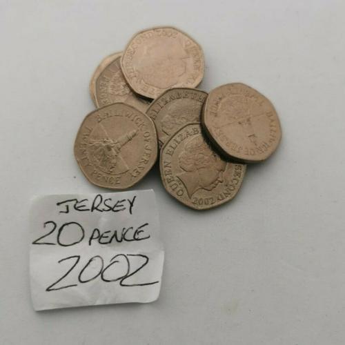 Jersey 2002 20p Twenty Pence Channel Islands Circulated VAT Receipt Given