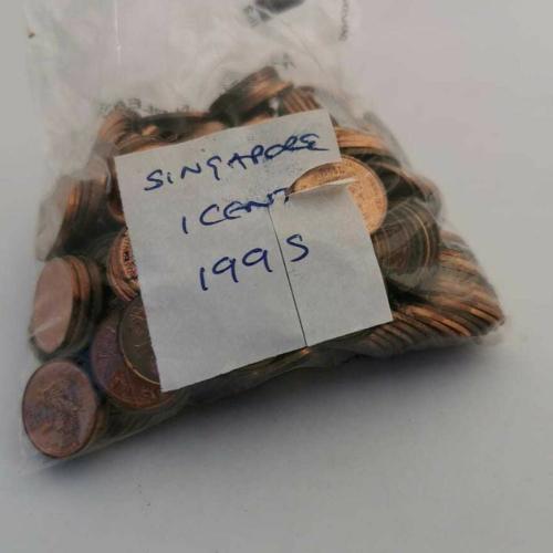 Singapore 1 Cent 1995 Circulated Condition VAT Receipt Given