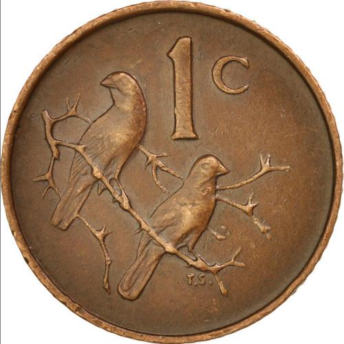 South Africa 1 Cent 1966 South African Cape Sparrows Circulated Condition