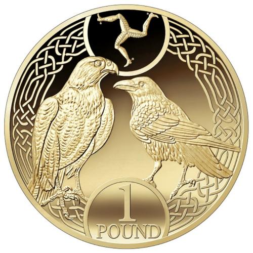 2020 Isle Of Man One Pound Birds Falcon And Raven £1 Circulated Condition