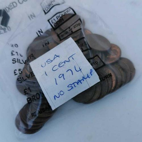 1974 USA 1 Cent No Stamp One Cent Lincoln Memorial Circulated Condition