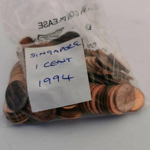 Singapore 1 Cent 1994 Circulated Condition VAT Receipt Given