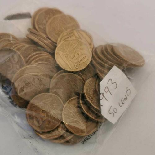 South Africa 50 Cents 1993 Circulated Condition VAT Receipt Given