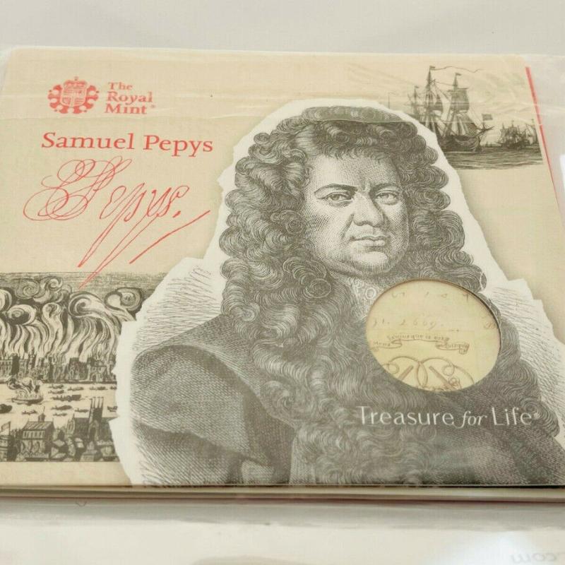 Royal Mint 2019 Samuel Pepys £2 Coin Empty Package 