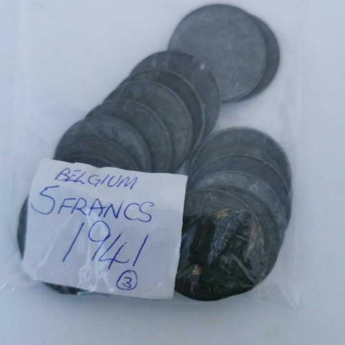 1941 Belgium 5 Francs Circulated Condition VAT Receipt Given