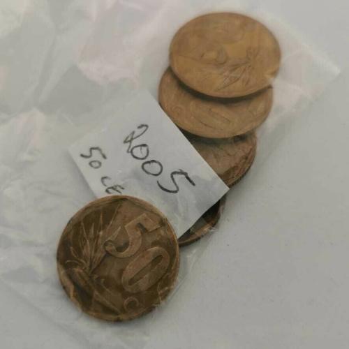 South Africa 50 Cents 2005 Circulated Condition VAT Receipt Given