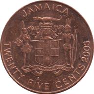 Jamaica 2012 Twenty Five Cent 25c Coins Very Good Circulated Condition Queen