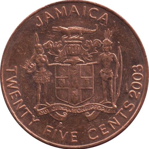 Jamaica 1995 Twenty Five Cent 25c Coins Very Good Circulated Condition Queen